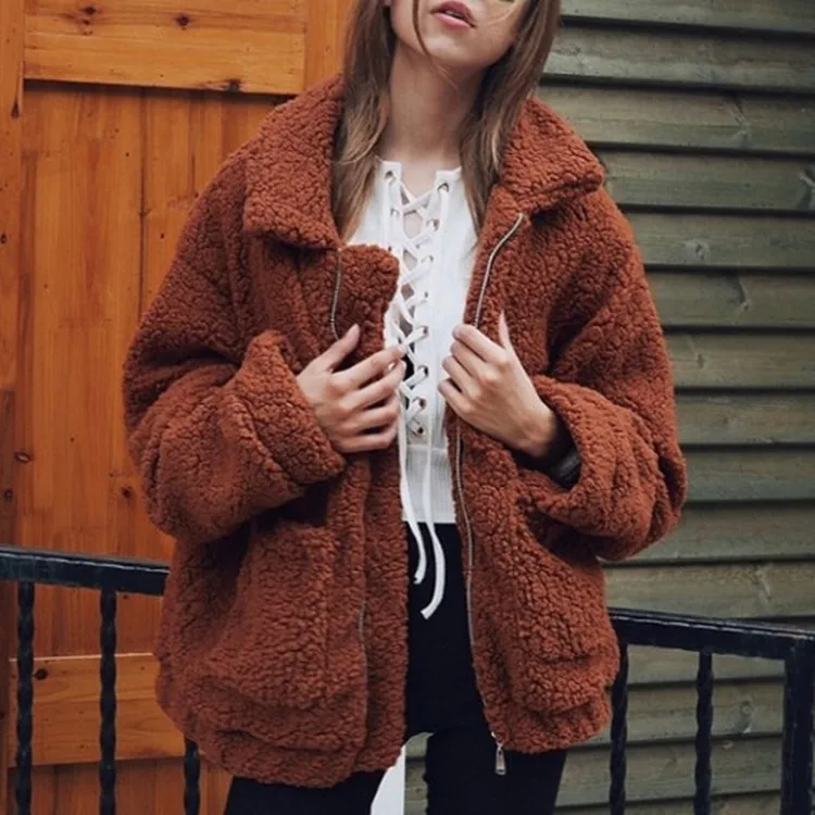 

Women's Faux Fur Coat Winter Fluffy Jacket Warm Overcoat for Female Streetwear Elegant Europe Cardigan Tops Outwear