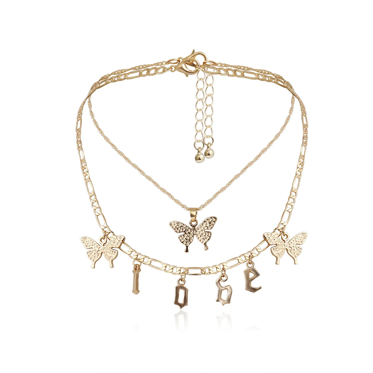 

2021 new fashion simple thin chain single layer temperament super fairy butterfly necklace