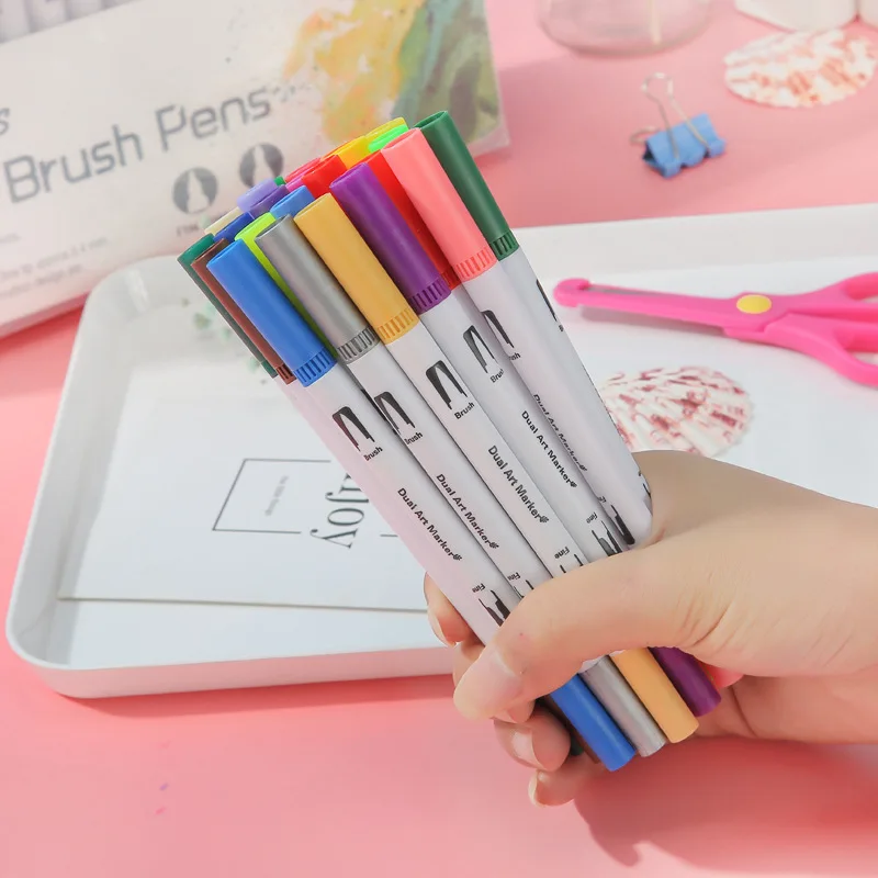 Маркеры акварельные 12 цветов лайнер для рисования товары рукоделия | Канцтовары