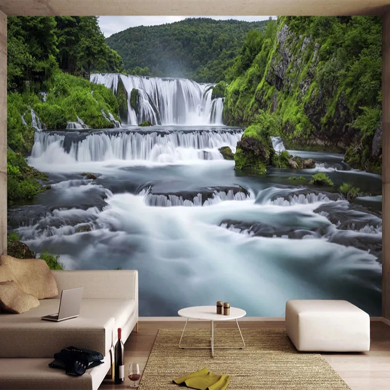 

Custom 3D Wallpaper Modern Waterfalls Nature Landscape Photo Wall Murals Living Room TV Bedroom Home Decor Wall Painting Fresco