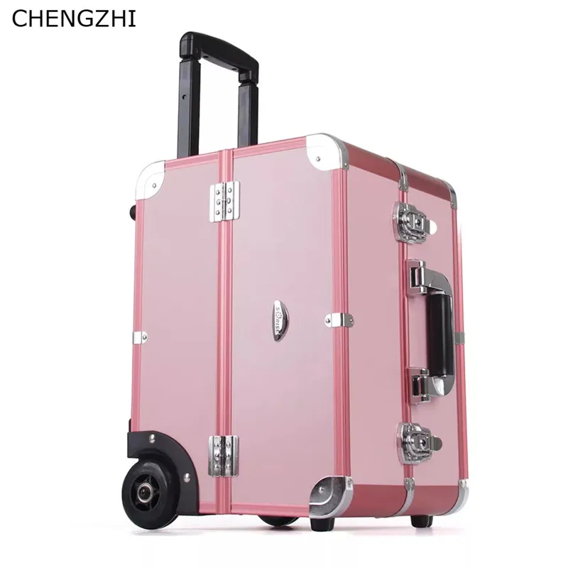 CHENGZHI Женская портативная косметичка на колесиках для ногтей