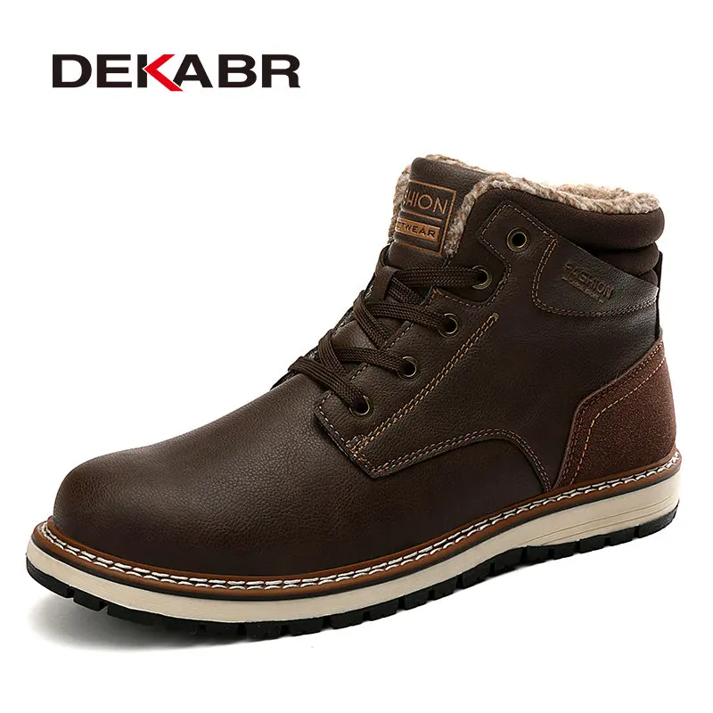 01 Brown DEKABR/Новинка года; зимние ботинки; мужские ботинки с защитной и износостойкой подошвой; теплые и удобные зимние прогулочные ботинки; большие размеры 39-46 - Цвет: 01 Brown