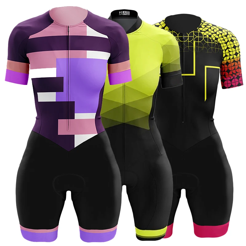 

Summer Women's Triathlon Cycling Monkey Bike Clothing Running Jumpsuit Short Sleeve Bicycle Jersey Set Skinsuit MTB Ropa Ciclism
