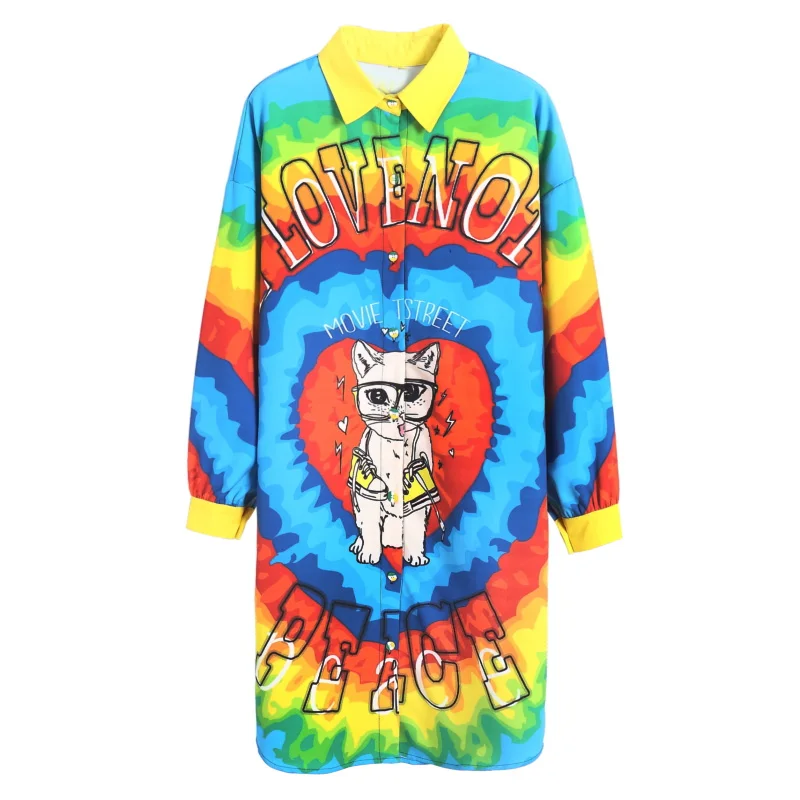 2021 Новое поступление весна и осень женские свободные рубашки с мультяшным