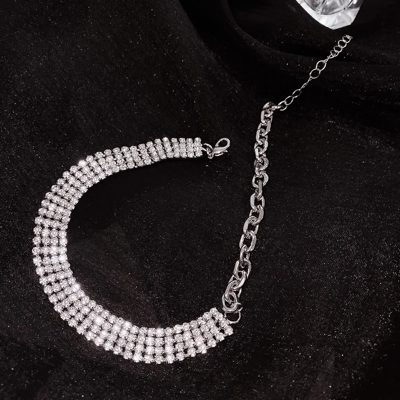 

Stitching Zircon Necklace Trend Fashion Necklace Personality Clavicle Chain Wild Short Necklace Woman Unique Jewelry Gift