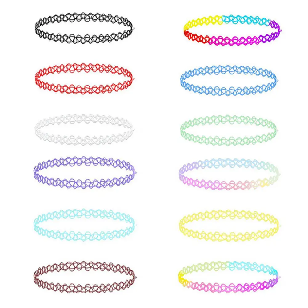 12 шт популярный элемент Женский Винтаж готика черный кружевной чокер Ретро панк