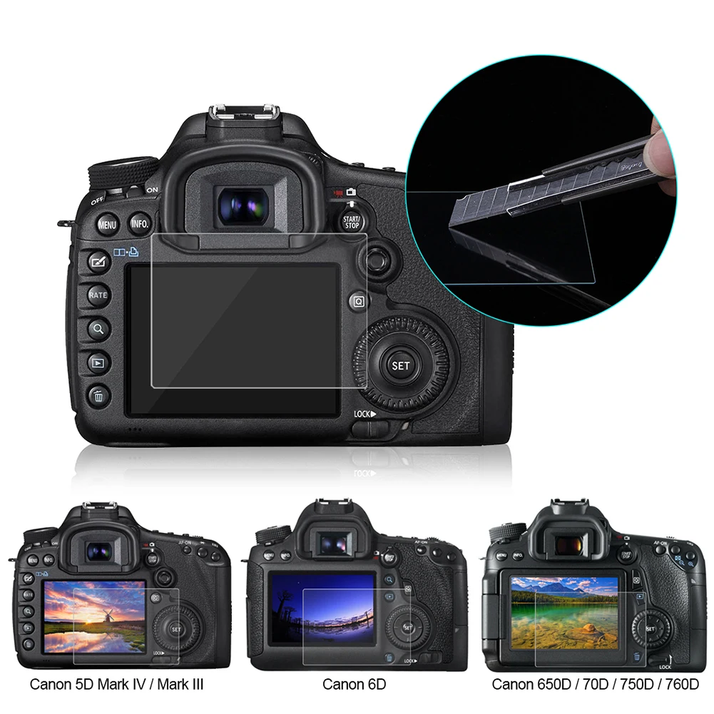 Защитное стекло PULUZ для Canon 5D Mark III IV EOS 6D 7D II 100D/M3 200D 650D 1200D SX600 G7X|Защита экрана| |