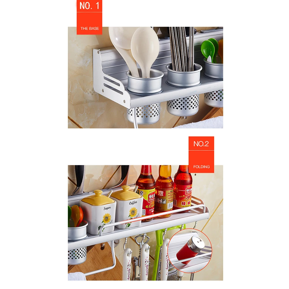 Алюминиевая Полка для кухни кухонная посуда крюк инструментов полка хранение на