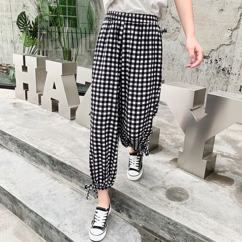 New harem pants women's thin section wide-leg lattice wave dot loose large size fresh striped commuter women | Женская одежда