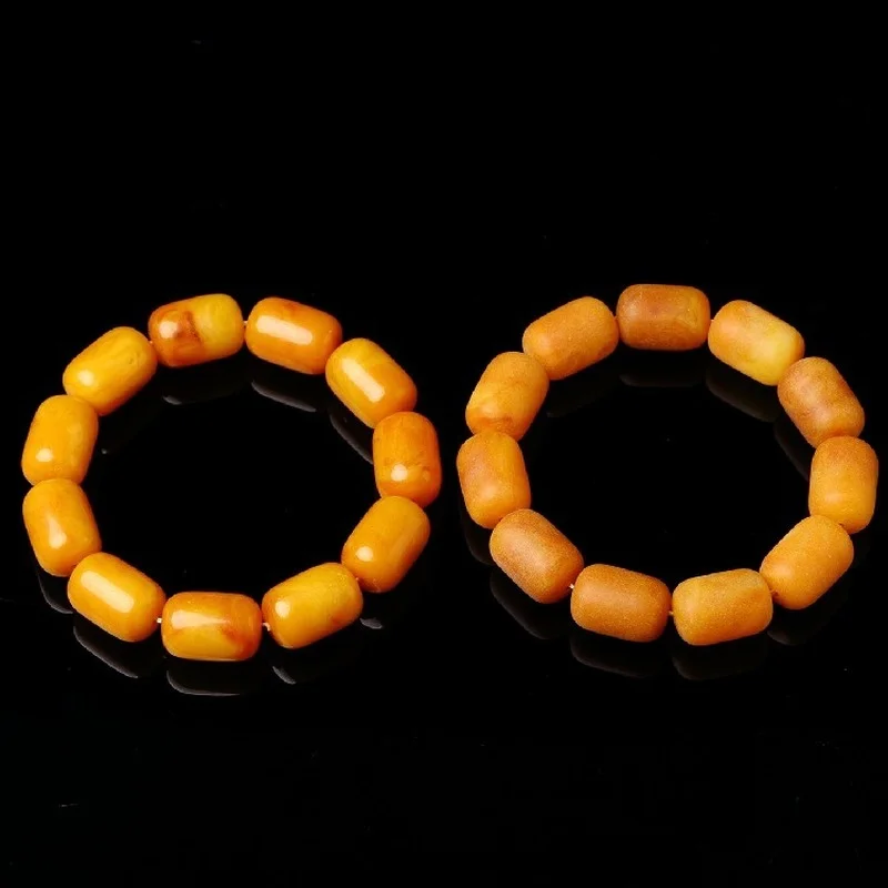 Buy New Beeswax Old Honey Wax Bracelet Amber Original Stone Polished Buddha Beads Bracelets Men and Women on