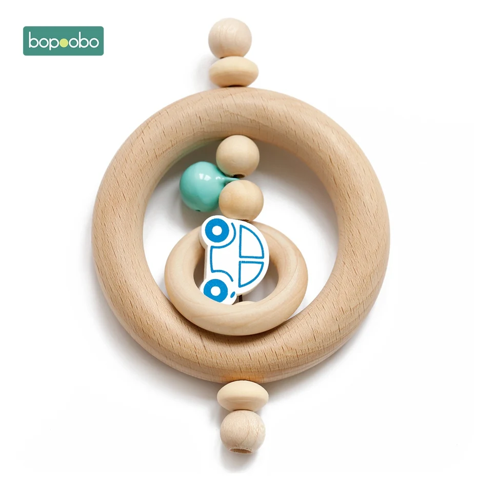 Type 11 Bopoobo 1 шт., Детские Прорезыватели для зубов, деревянные кольца для игры в спортзал, Детские Прорезыватели, жевательная игрушка для коляски Монтессори, подарки, детские погремушки, Товары для малышей - Цвет: Type 11