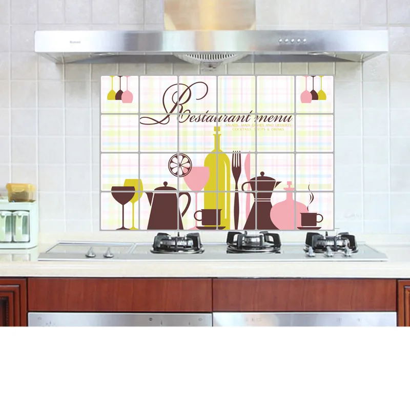 Водостойкие маслостойкие самоклеящиеся настенные Стикеры для кухни 60 х90