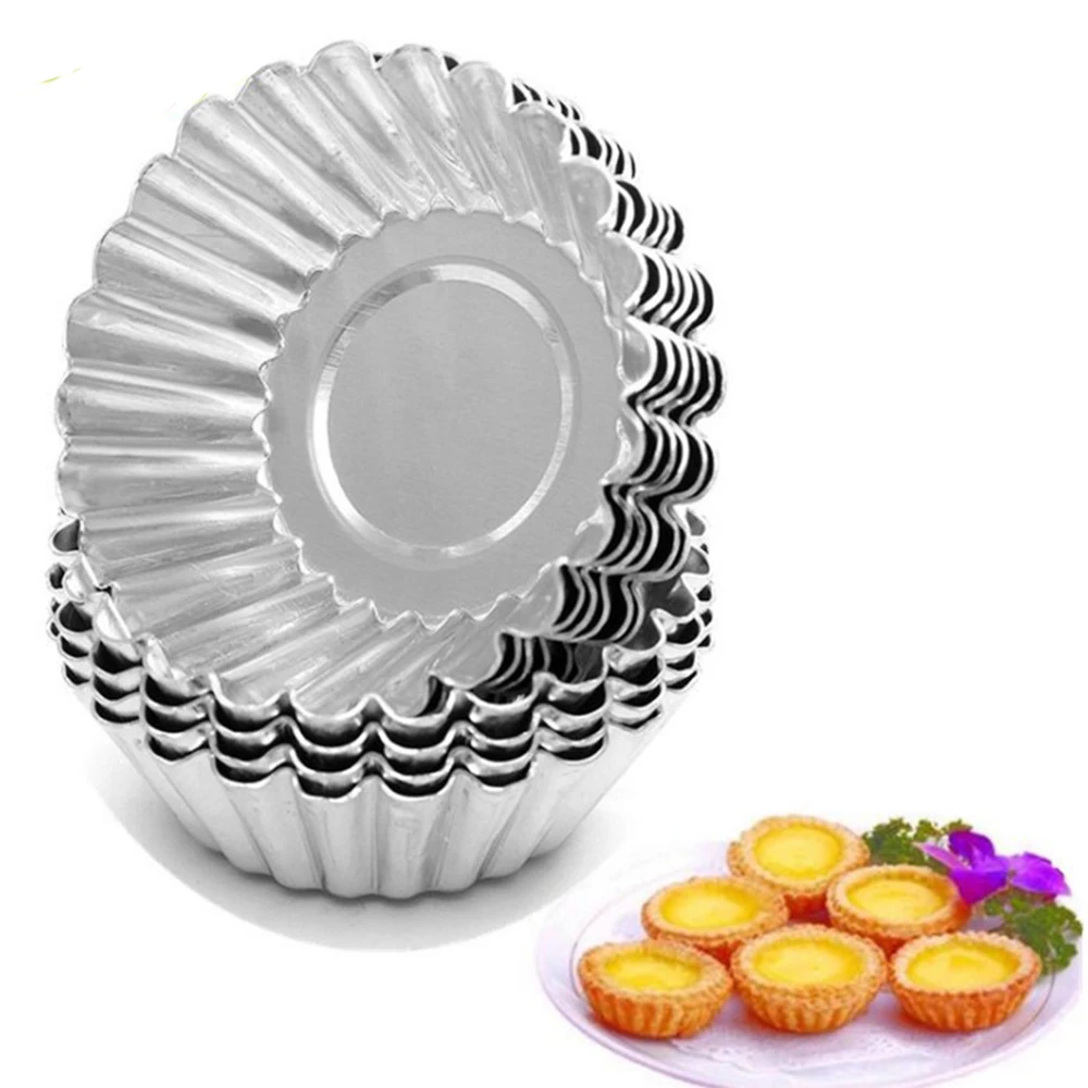 

10PCS Egg Tart Aluminum Cupcake Cake Cookie Lined Mold Mould Tin Baking Tool Hot