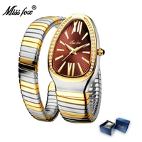 missfox 2021 new snake shape women watch top brand luxury waterproof quartz lady wristwatch dress bracelet jewelry watches gift