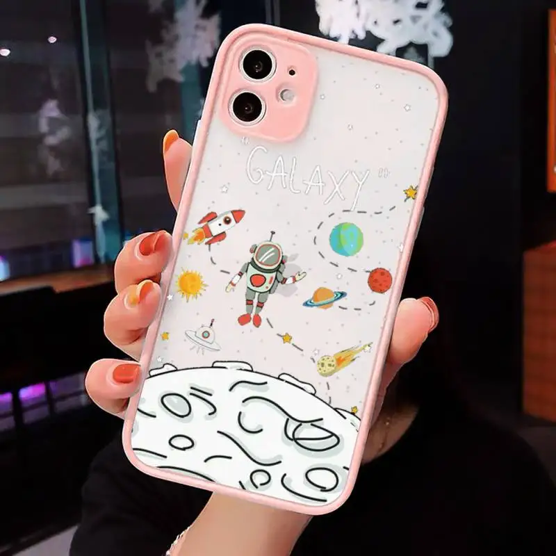 

Star Astronaut Phone Cases matte transparent For Pink iPhone 7 8 x xs xr 11 12 pro plus max mini Clear Funda