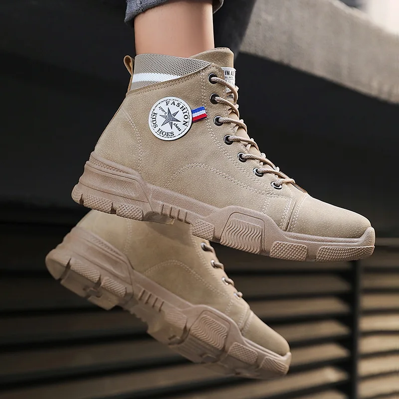 

Men's Autumn Desert Hiking High-quality Leather Boots Men's Motorcycle Casual Lace-up Ankle Boots 2021 New Work Shoes Men