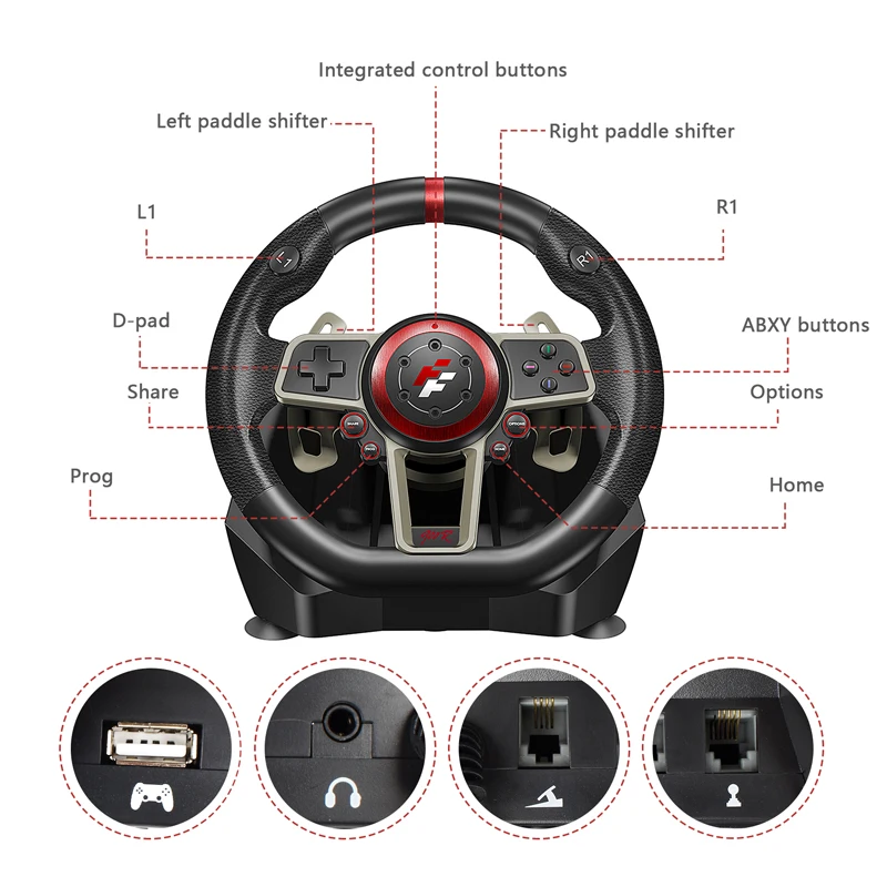 900° racing game steering wheel computer learning car simulation PC/PS3/PS4/Xboxone/Switch 900 degrees L50 | Электроника
