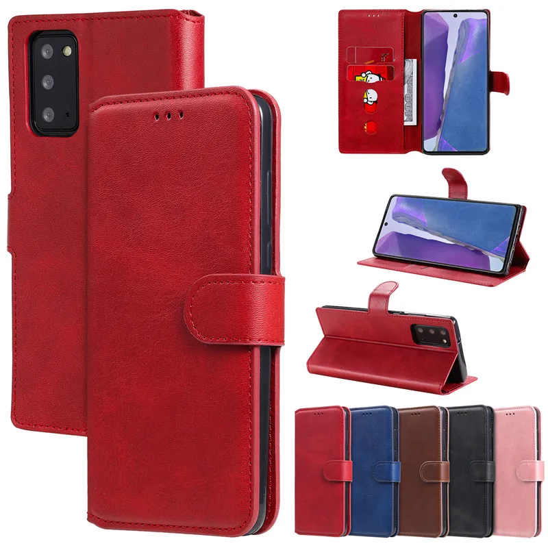 

Fashion Flip Wallet Case For Samsung Galaxy Note 20 Ultra Case Classic Solid Color PU Leather Case Card Slot Stand Cover