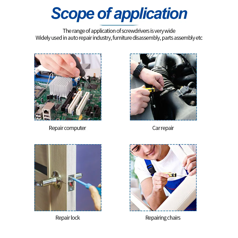 

NINDEJIN electric magnetic slotted screwdriver tools 1/8inch 13/64inch 5/16inch CR-V flat head flat-blade screwdriver hand tools