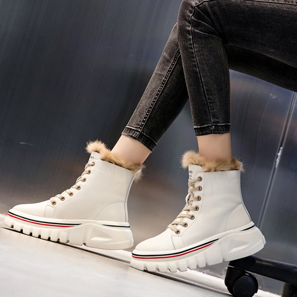 Женские ботинки из натуральной кожи зимние с бархатной подкладкой повседневные