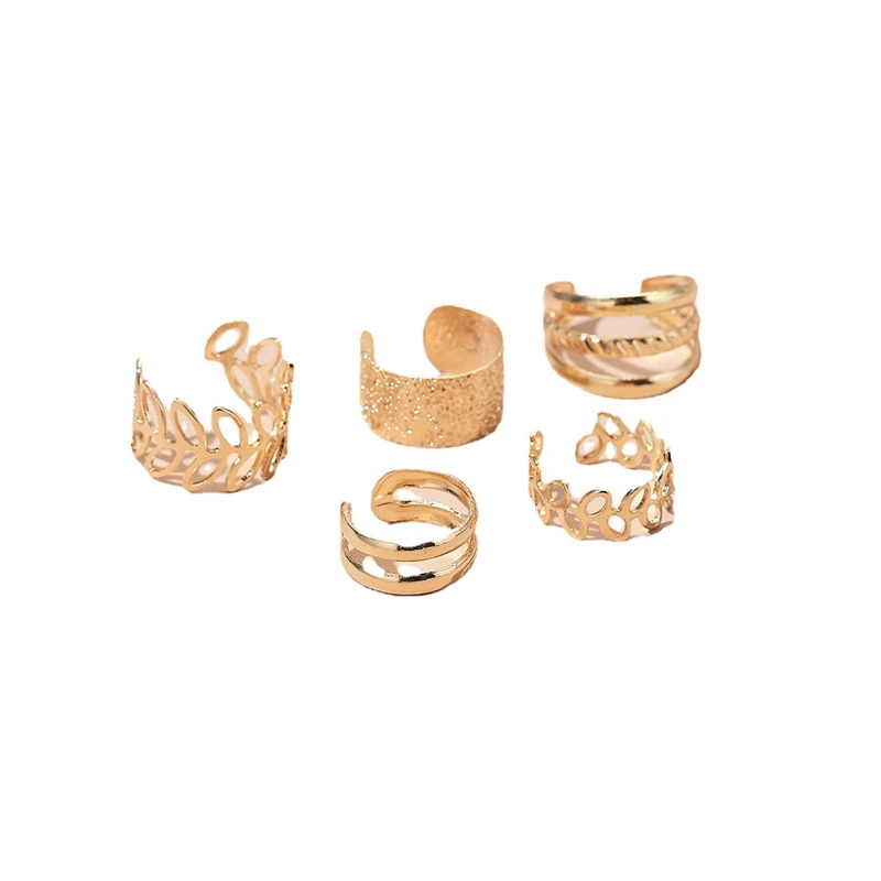 

Simple and Sweet Golden Leaf Hollow C Shape Clip Earrings