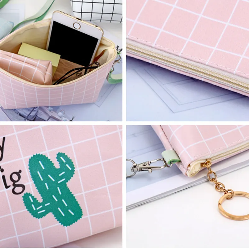 Женская Дамская косметичка для ключей держатель наушников с рисунком кактуса 2019