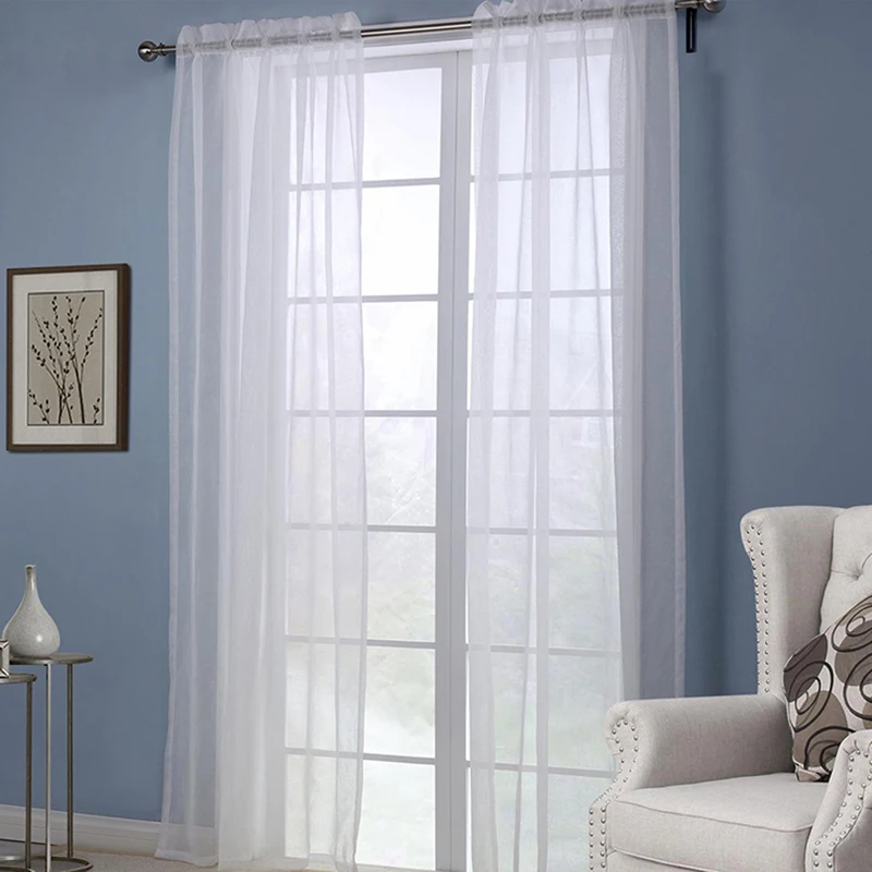 Белые тюлевые занавески для окна Гостиная Спальня в Кухня готовой обработки