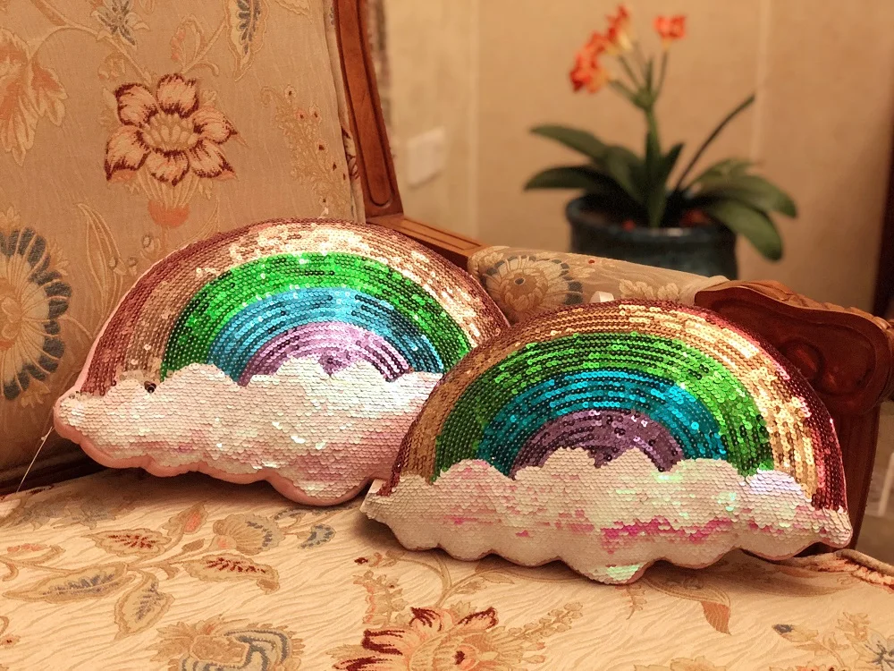 Флип блестки icecream радуга звезда плюшевые игрушки мягкий блеск Подушка Мягкие