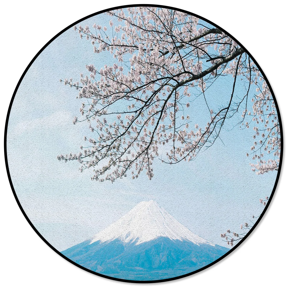 

Mount Fuji Cherry Blossom Plant Branch Beautiful Rugs and Carpets for Home Living Room Round Rug for Children Rooms Non-slip