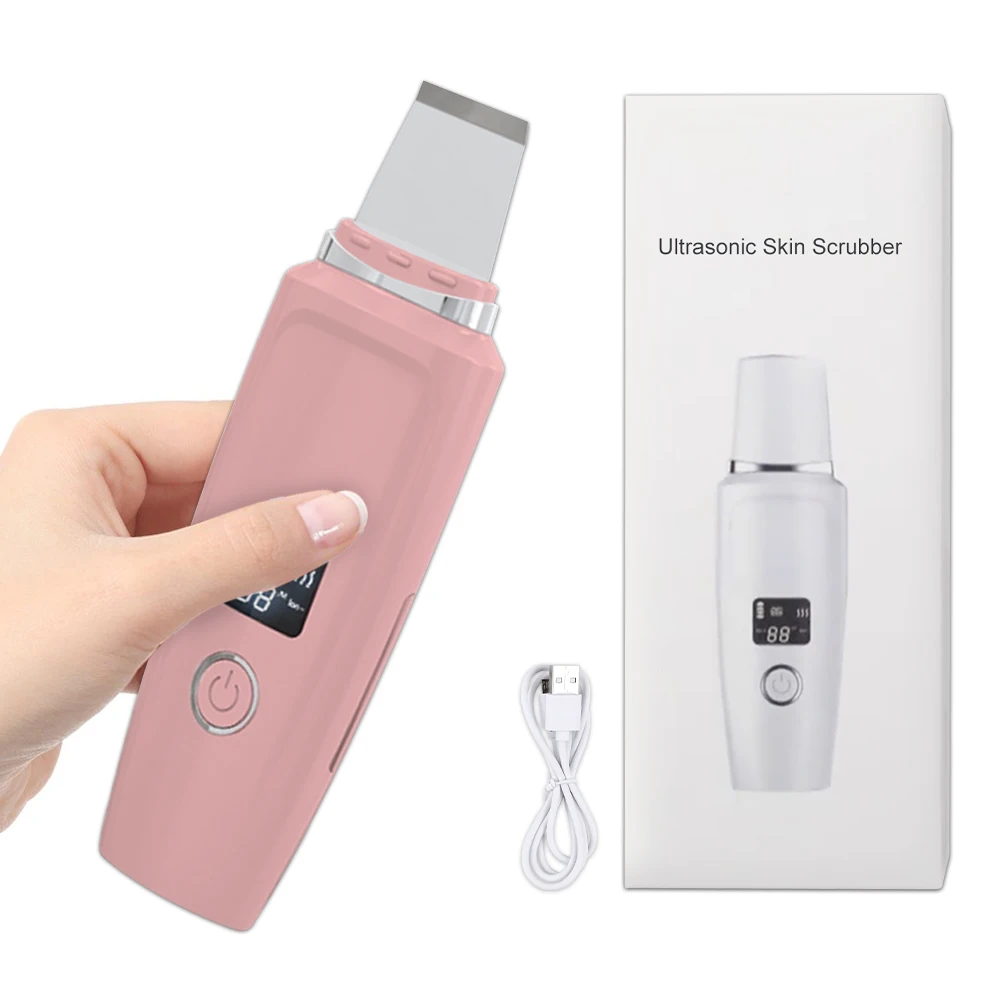 

Ultrasonic Electric Scrubber EMS Face Cleaner Massager Facial Deep Cleaning Face Peeling Blackhead Remover LCD Screen Skin Care