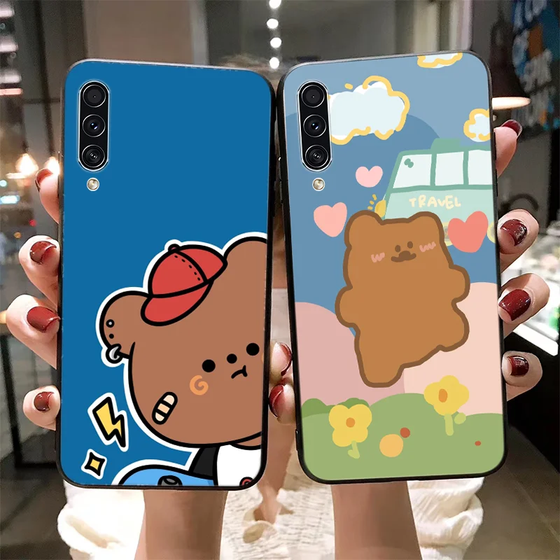 

Чехол для телефона с изображением маленького медведя для Huawei P30 P20 P40 P10 Lite Pro Y5 Y6 Y7 Y9 Smart 2019 Роскошный Черный силиконовый чехол