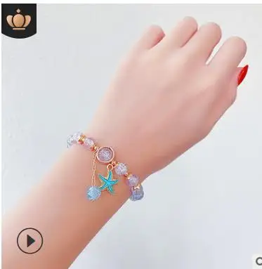 Новый модный детский браслет принцессы из мультфильма со стеклянными бусинами