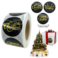 500pcs gold foil merry christmas round stickers 3 8cm stationery sticker xmas gift packaging sealing decoration label