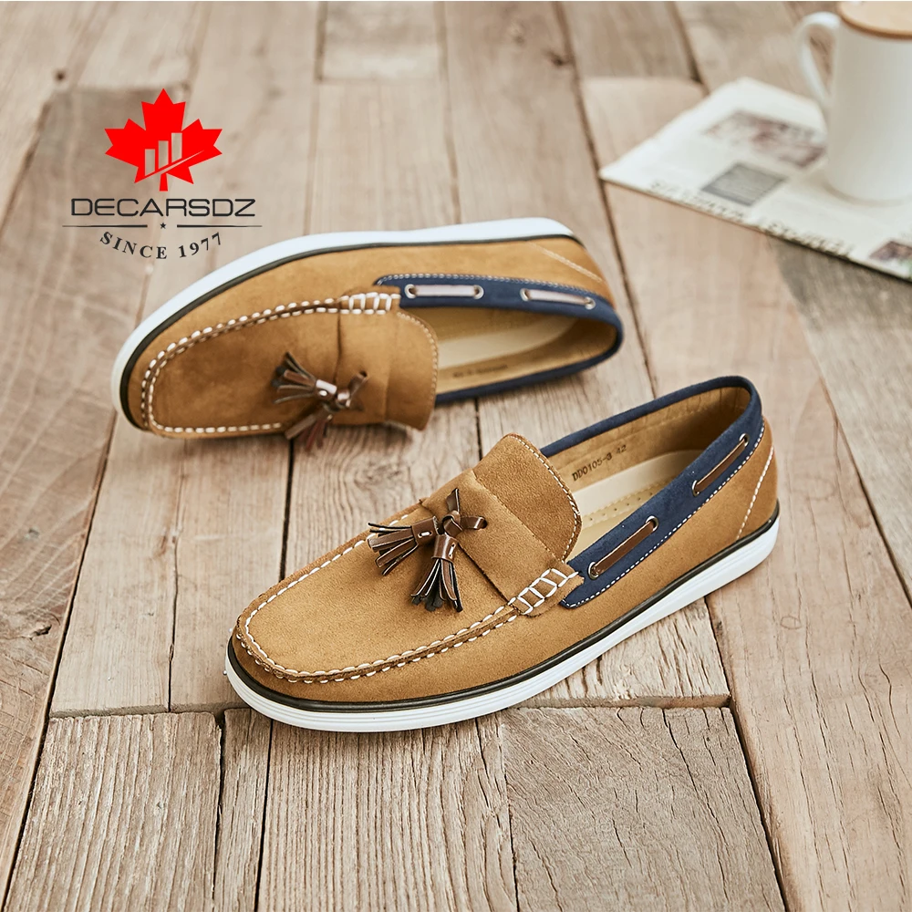 DECARSDZ Men Loafers 2022 New Spring Shoes Suede Leather Casual Comfy Slip-on Fashion Drive footwear Boat | Обувь