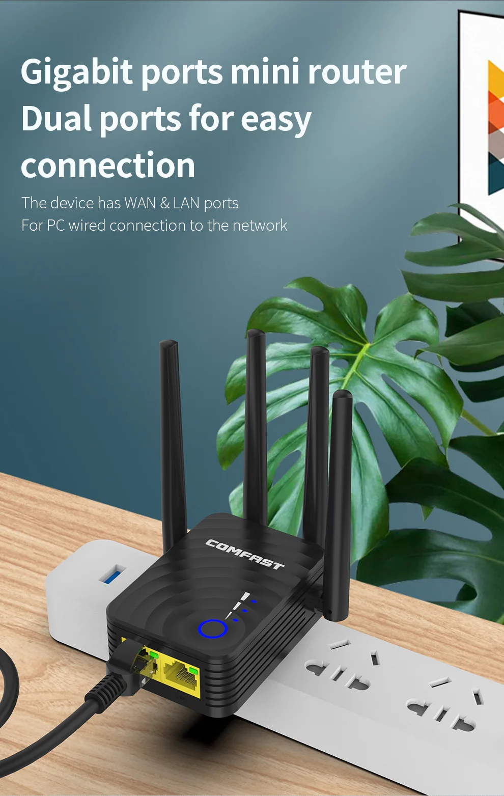 Высокоскоростной Беспроводной ретранслятор Comfast Mini 1200 Мбит/с 2 4 и 5