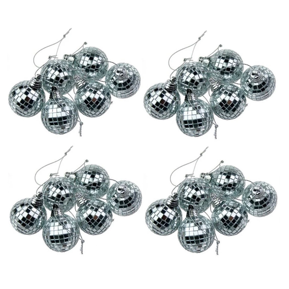 24 шт./компл. зеркальный стеклянный шар с блестками легкий серебристый для