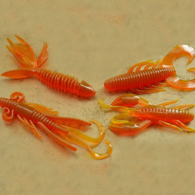 

4pcs 2g/60mm Shrimp Wobbler Silicone Bait Worm Lobster Fishing Lure Lizards Float Wobbler Jig Swivel Twintails Sea Fishing Bait