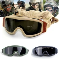 military airsoft tactical goggles shooting glasses motorcycle windproof paintball cs wargame goggles 3 lens black tan green