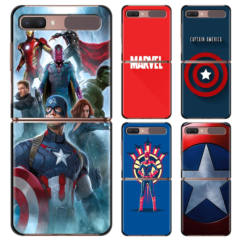 

Phone Case For Samsung Galaxy Z Flip 3 5G Hard PC Protective guscio Capa Folding Fundas captain america minimal marvel