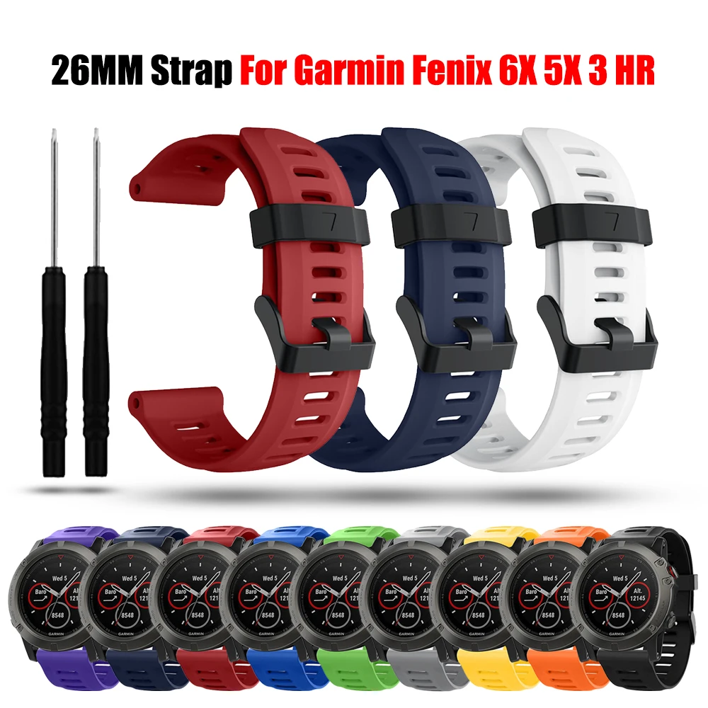 

26 мм Красочный мягкий силиконовый спортивный ремешок для часов Fenix 5X 6X часов Замена bracelte часы для Garmin Fenix 3 3HR группа