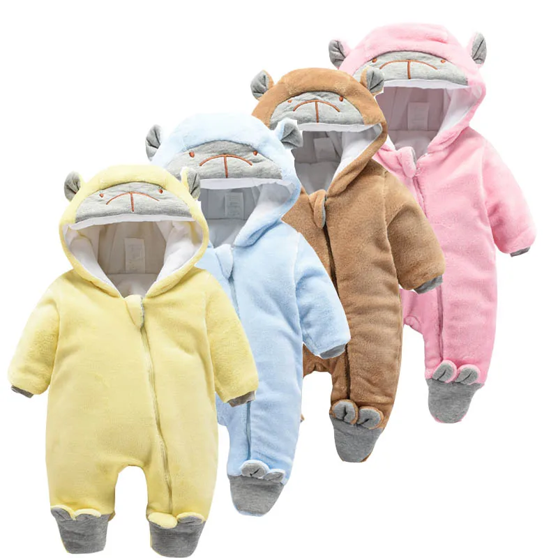 Зимний теплый комбинезон для новорожденных маленьких мальчиков и девочек из