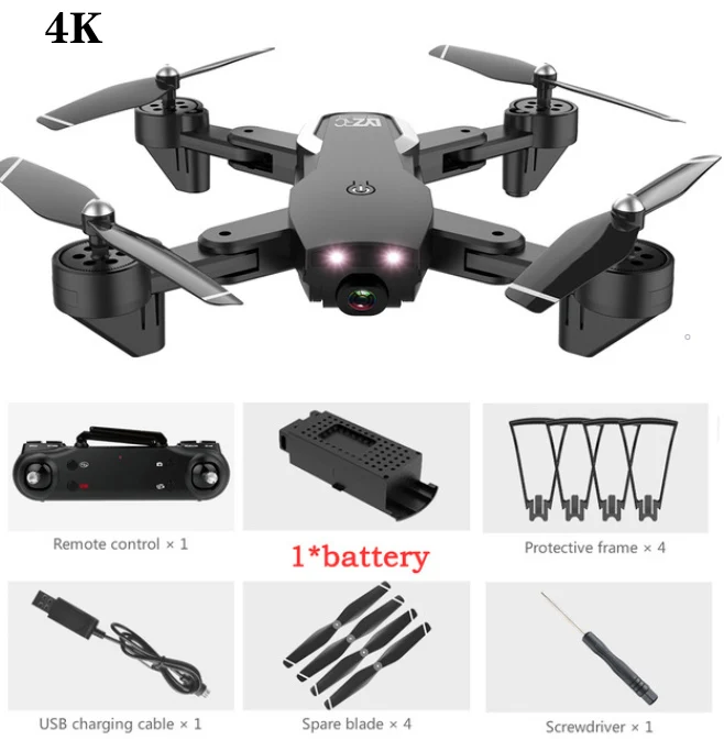 Black 4K 1B L107 Дрон 4K 2,4G wifi FPV с широкоугольным двойным HD Вертолет камеры игрушка 20 минут долгое время полета складной портативный - Цвет: Black 4K 1B