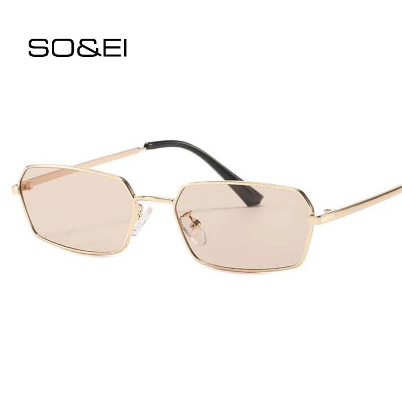 

Модные нестандартные прямоугольные солнцезащитные очки SO & EI, Женские винтажные очки с прозрачными океанскими линзами, Мужские квадратные ...