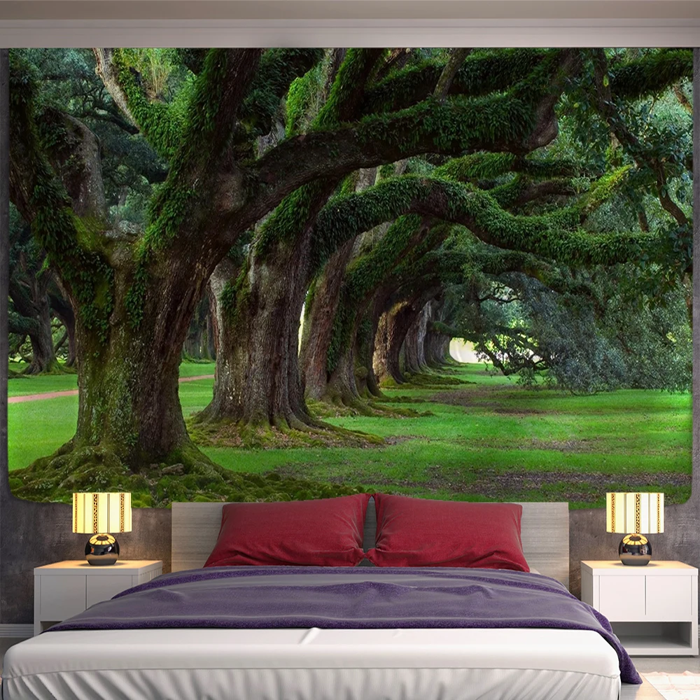 Древние деревья гобелен натуральный лес печатный настенный хиппи богемный