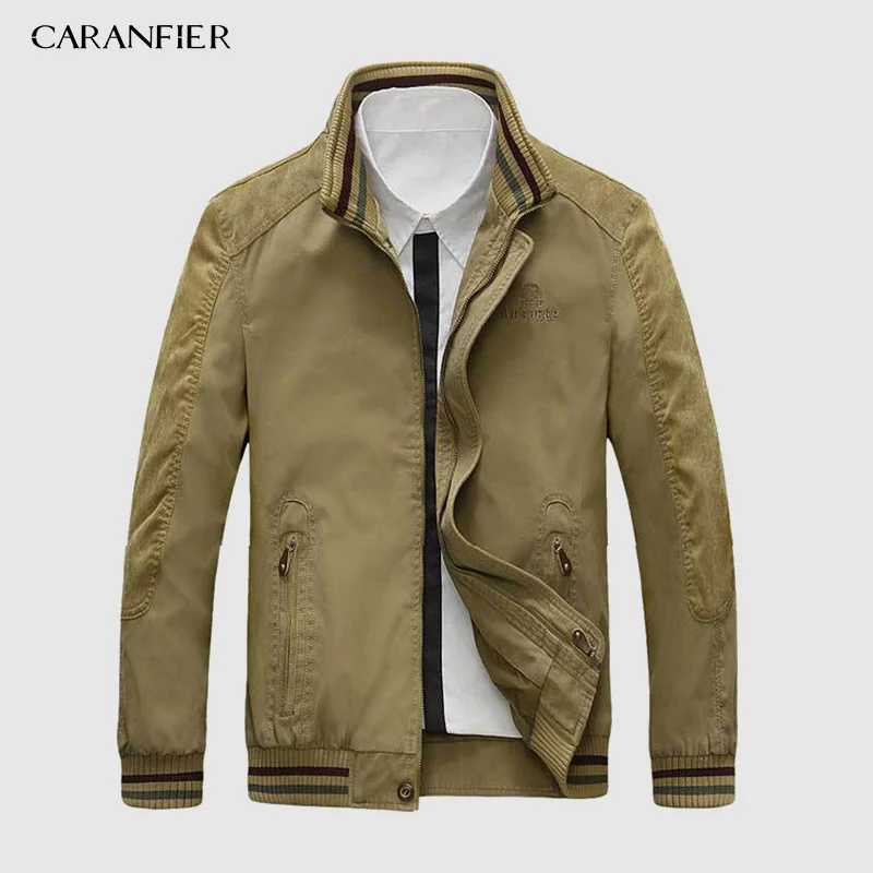 Новинка 2019 осенняя Модная брендовая куртка CARANFIER Мужская ветровка пальто с