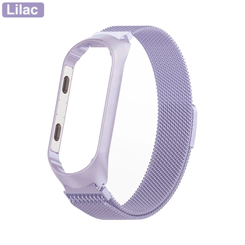 Lilac Ремешок для Xiaomi mi Band 4 металлический браслет для mi band 3 из нержавеющей стали ремешок для mi band сменные браслеты - Цвет: Lilac