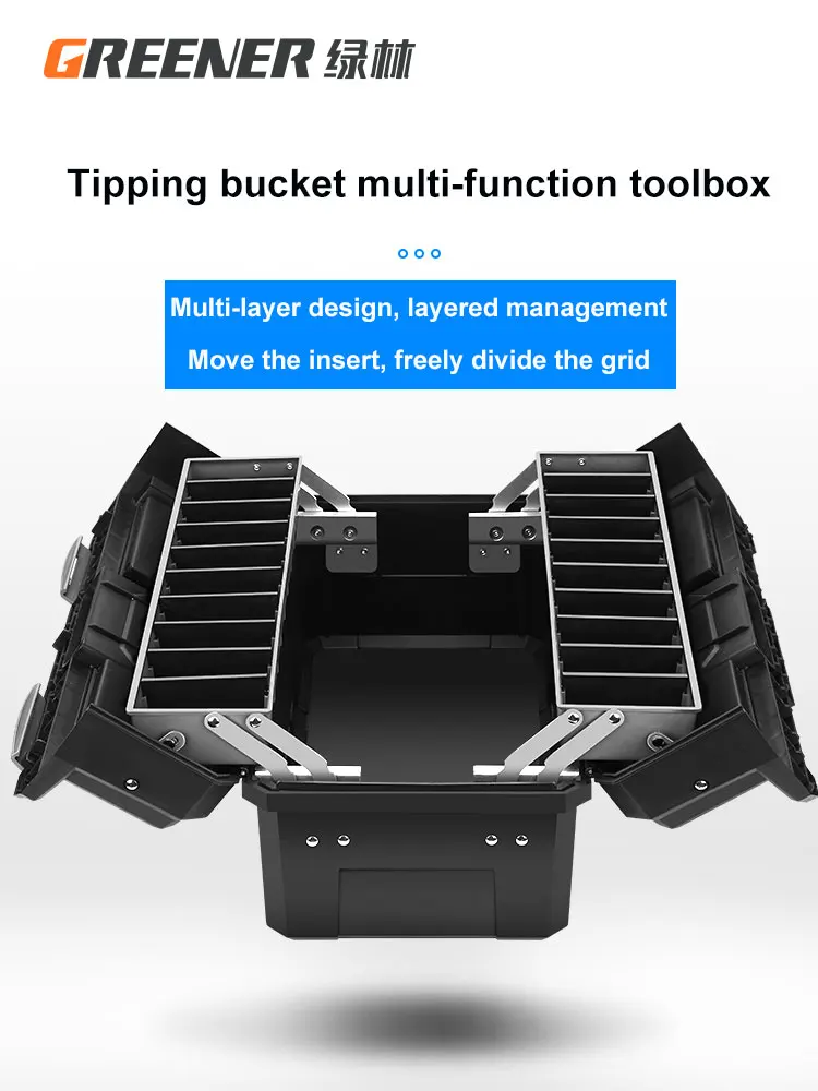 Three-layer Folding ToolboxTools Box Professional Storage Complete Waterproof Suitcase Plastic Portable Empty PP Material Glossy