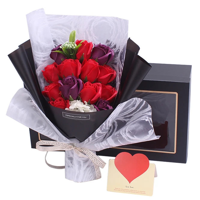 

Roses from foamiran with box Soap foam flowers Artificial New Year Gifts for Women Valentines Christmas Bouquet Home Decoration