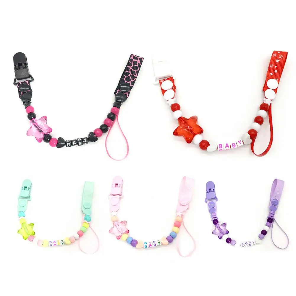 

Baby Soother Beaded Pacifier Clip Chain Teether Clip Ring Pacifier Anti-Fall Clip Chain Nipple Holder For Infant Soother Chain