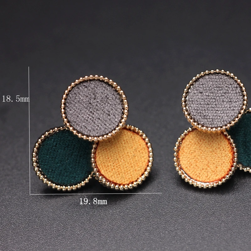 

New Colorful Cloth Fabric Gold Color copper Round Stud Earrings for women gift van gogh artistically aware Party Earring Jewelry